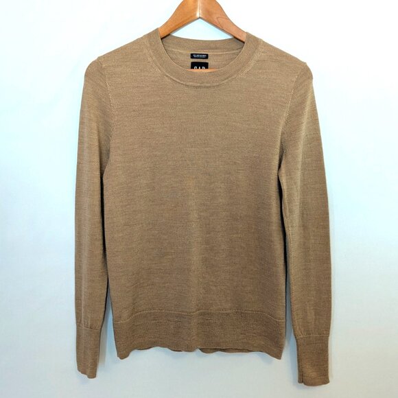 GAP | 100% Merino Wool Lightweight Crewneck Sweater in Camel Tan | Size	Small - Picture 4 of 12
